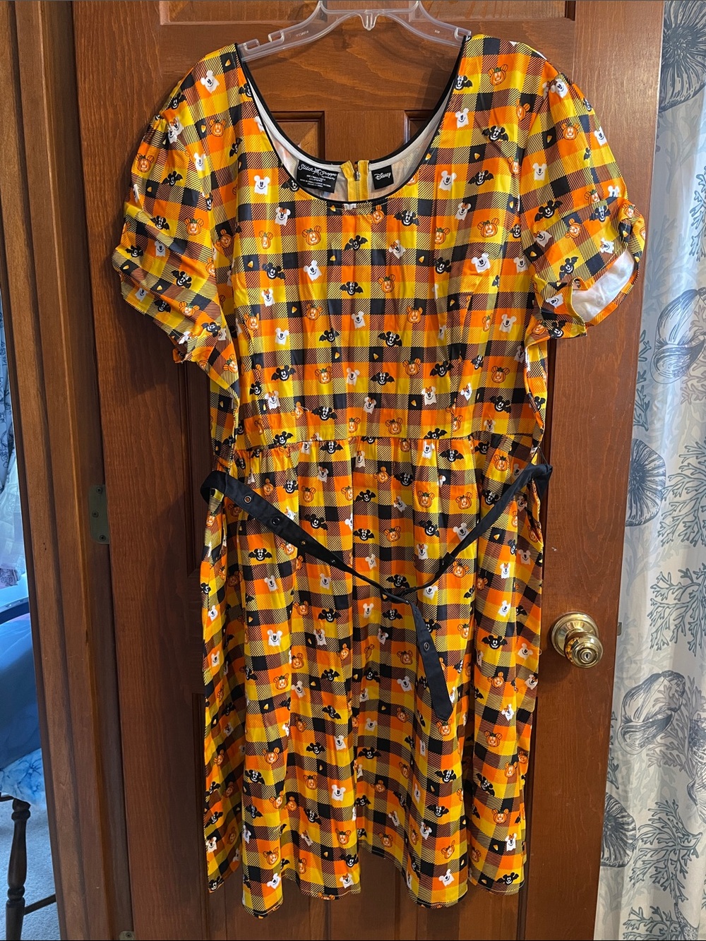 Disney Loungefly Stitch Shoppe Halloween Dress Gingham Plaid Mickey Pumpkin